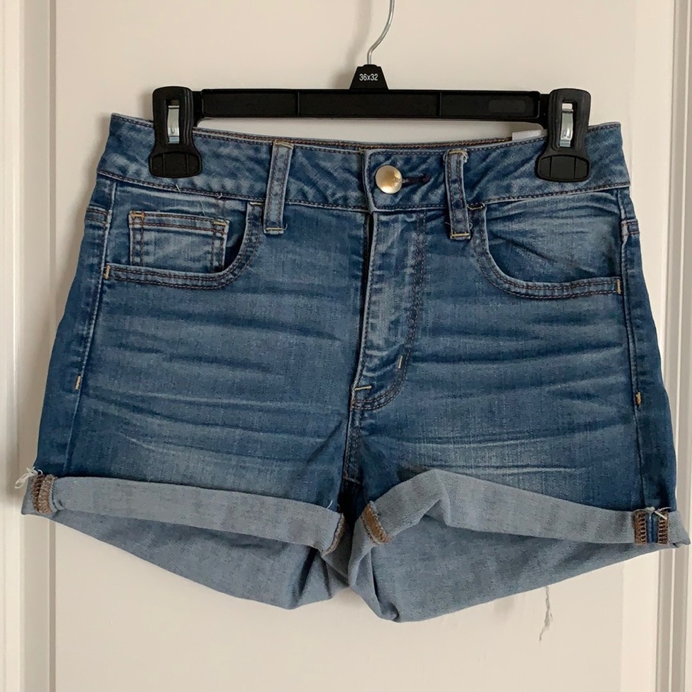 American Eagle Hi-Rise Shortie Denim Shorts sz 4